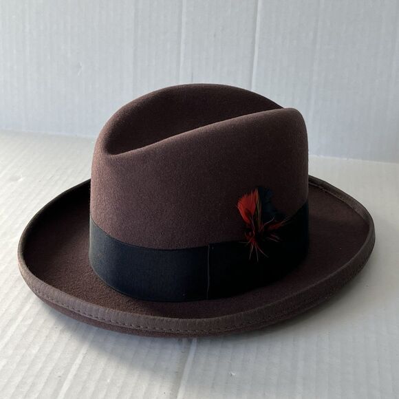 Godfather 100% Wool Homburg Gentleman Hat W/ Feathers Fedora Mobster Gangster S - Picture 2 of 16